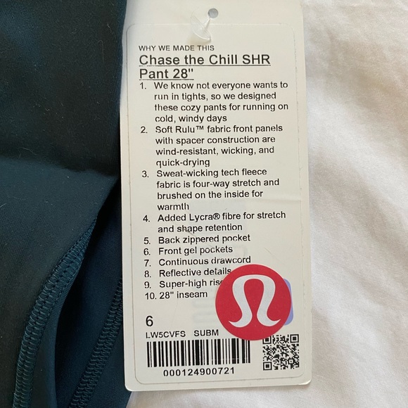 LULULEMON Chase the Chill 28” teal leggings - Picture 2 of 3